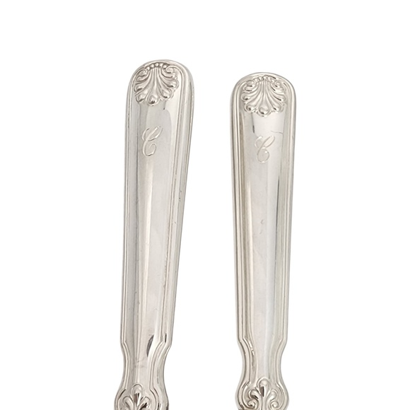 Tiffany & Co Shell & Thread Sterling Silver Handle 2pc Carving Set w/Mono #18255 - Picture 5 of 9